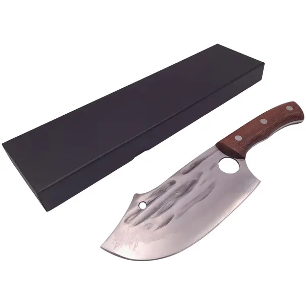 Cutit tip satar DEPOX , lucrat manual, Spiritual Blade, 28 cm, otel inoxidabil, 300 g, maro