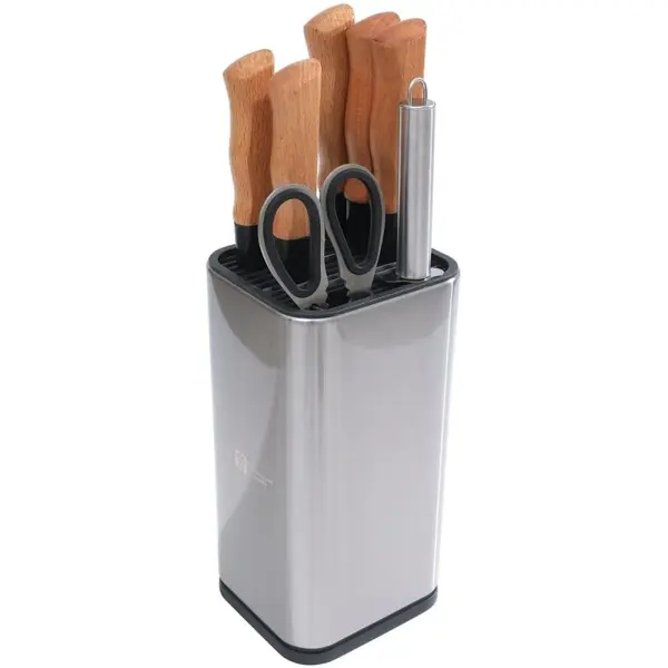 Cutite Bucatarie, Ascutitor, Foarfeca, Suport, Otel Inoxidabil, Plastic, 8 Bucati, Grunberg