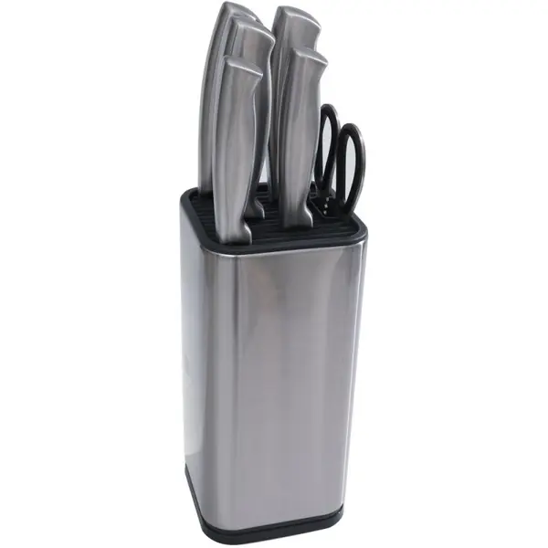 Cutite Bucatarie, Suport, Ascutitor, Foarfeca, Otel Inoxidabil, Plastic, 7 Bucati, Grunberg