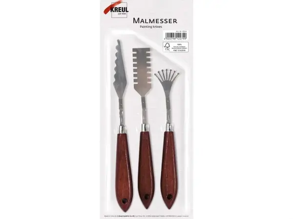 Cutite de paleta cu model pentru pictura in ulei si acrilica, 3 bucati set