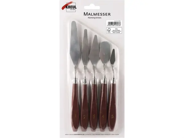 Cutite de paleta pentru pictura in ulei si acrilic, 5 bucati set