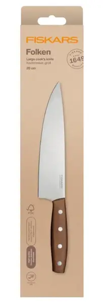 Cutitul bucatarului FISKARS Folken 1075696, 20cm, otel, Maro