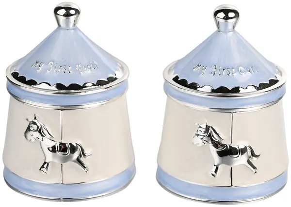 Cutiuțe argintate pentru dințișor și șuviță Widdop Bambino - Blue Carousel