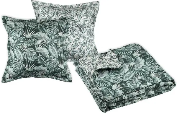 Cuvertură cu 2 fețe de pernă STOF - Vibes, 240 x 220 cm, Green