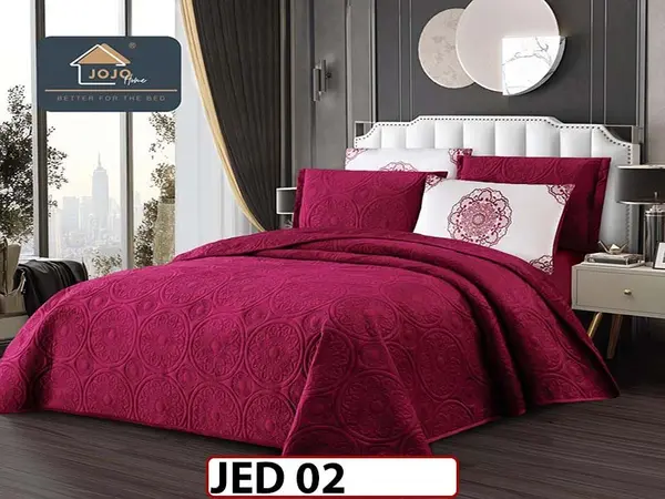 Cuvertura pat dublu, 5 piese, Catifea Luxury Matlasata, JED 02