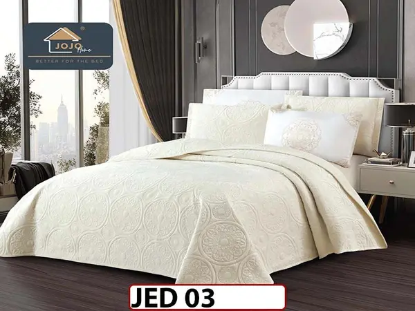 Cuvertura pat dublu, 5 piese, Catifea Luxury Matlasata, JED 03
