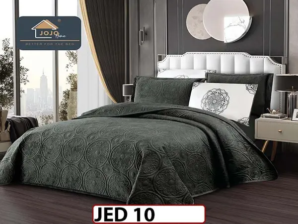 Cuvertura pat dublu, 5 piese, Catifea Luxury Matlasata, JED 10