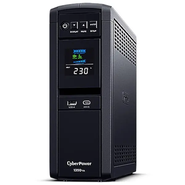 Cyber Power UPS CyberPower PFC Sinewave CP1350EPFCLCD, 1350VA/810W, 6 Prize Schuko, Color LCD Display, AVR, GreenPower UPS™ Bypass Technology