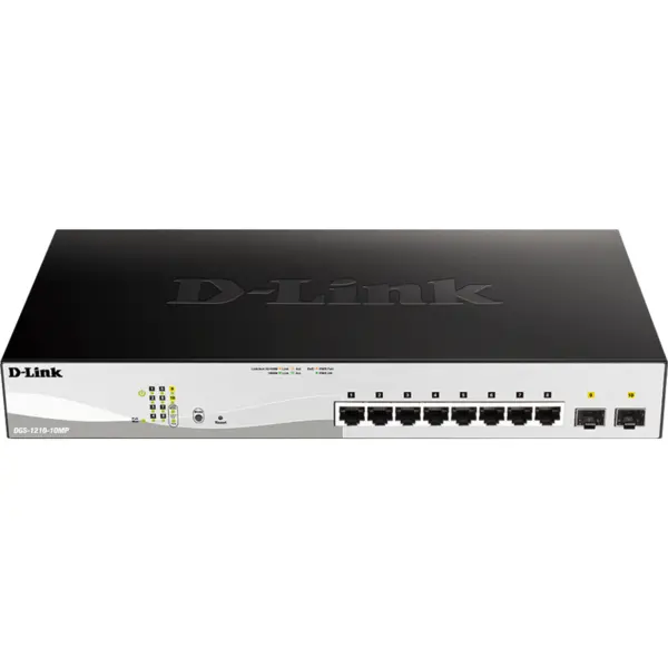 D-Link D-Link 10-Port Gigabit PoE+ Smart Switch inc. 2 SFP Ports POE budget 130W