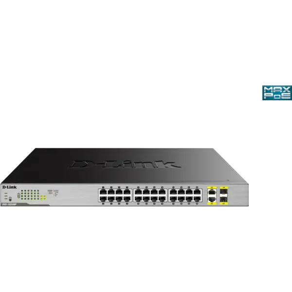 D-Link D-Link 24-Port Desktop Gigabit PoE + 2GE Combo Switch Total PoE Budget: 370W