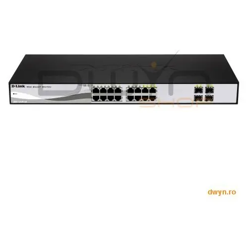 D-Link D-Link, Smart Switch 6 porturi 10/100/1000 Gigabit PoE, 2 porturi combo, Smart, Switching capacity 2