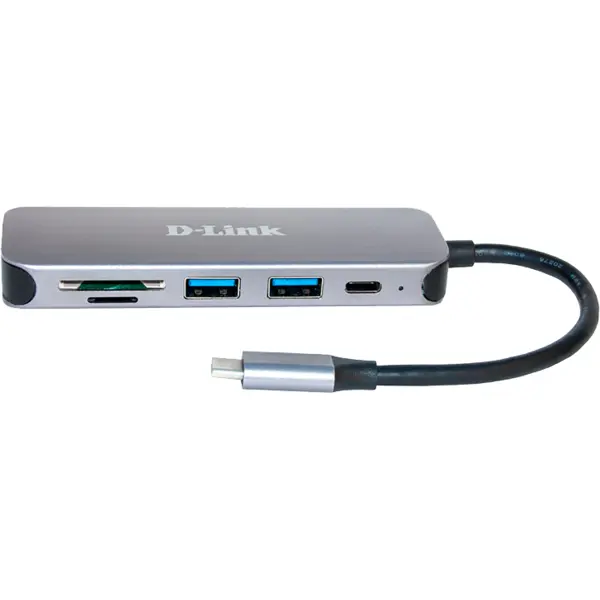 D-Link HUB USB D-LINK DUB-2325, USB Type C, cablu 10 cm, metalic, Argintiu