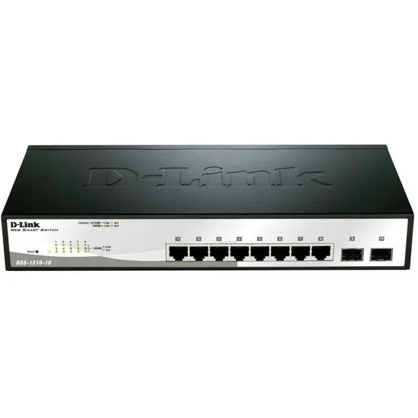 D-Link Switch D-Link DGS-1210-10, fara management, fara PoE, 8x100Mbps-RJ45 + 2xSFP