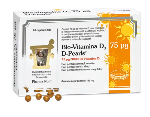 D-Pearls Bio-Vitamina D3, 80 capsule, Pharma Nord