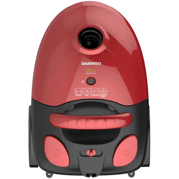 Daewoo Aspirator cu sac Daewoo RC-230R-3, 700 W, capacitate sac de hartie 2 l, cotrol putere variabil, tub telescopic, furtun rotativ 360 grade, perie standard + accesorii pentru tapiterie si locuri inguste, Rosu