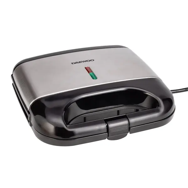 Daewoo Sandwich maker Daewoo DSM20X, 800 W, placi neaderente, indicator luminos, maner Cool Touch, clapeta de blocare, Inox/Negru
