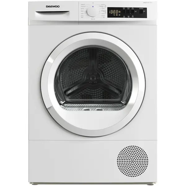 Daewoo Uscator de rufe Daewoo DDR-VH8A, Pompa de caldura, 8 kg, 15 programe, Clasa A++, Control electronic, Sistem de uscare cu senzor, Afisaj LED, ChildLock, Alb