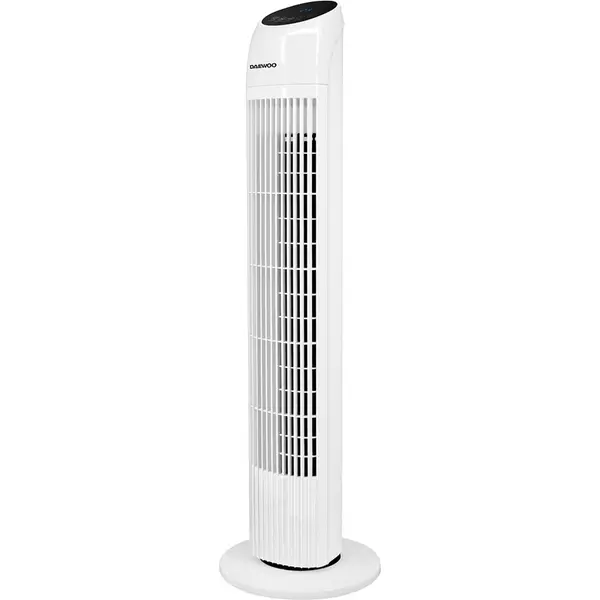 Daewoo Ventilator tip turn Daewoo Sda DDV300, putere 45 W, trei trepte de putere, timer pana la 12 ore, panou de control digital, telecomanda, oscilare la 60 grade, baza stabila, Alb