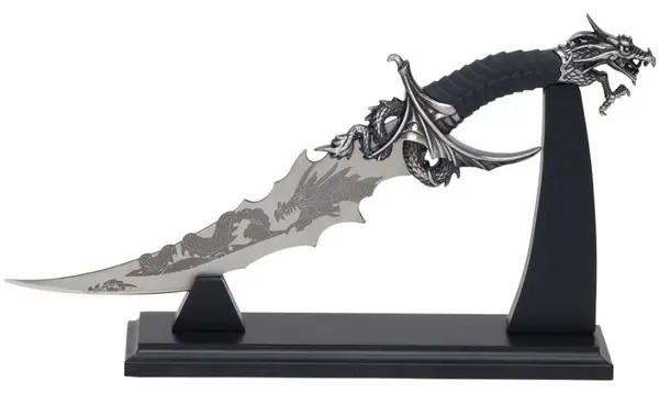 Dagger Haller - Dragon, negru, cu suport din lemn