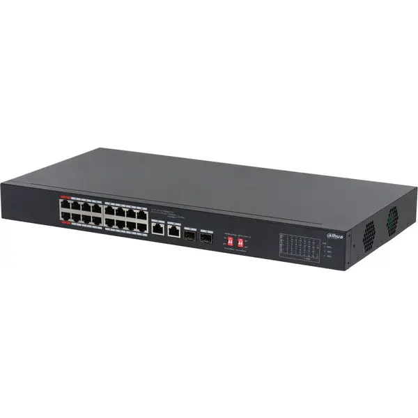 Dahua Awitch DahuaDH-S3218-16ET-135,18 porturi, neadministrate, Negru