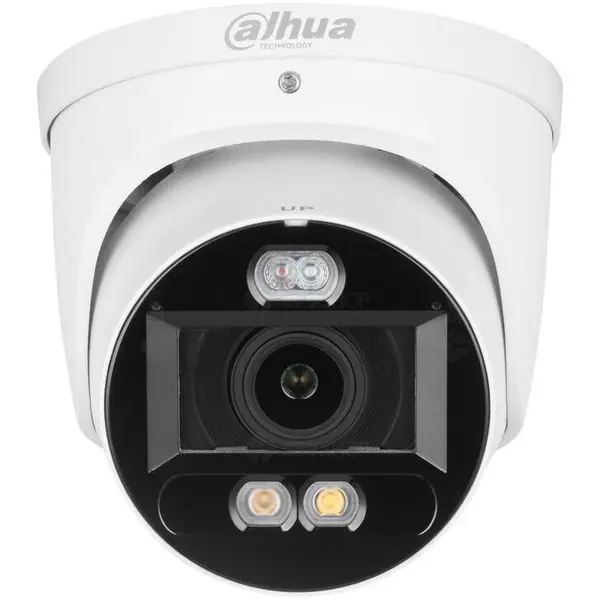 Dahua Camera IP Dome Motorizata Dahua IPC‑HDW3549H‑ZAS‑PV‑2713, 5MP, Iluminare Duala Active Deterrence, IR 50m, Lumina Alba si Sirena Integrata, Tehnologie WizSense, Slot MicroSD, PoE, Exterior, Carcasa Metalica, IP67, Alb