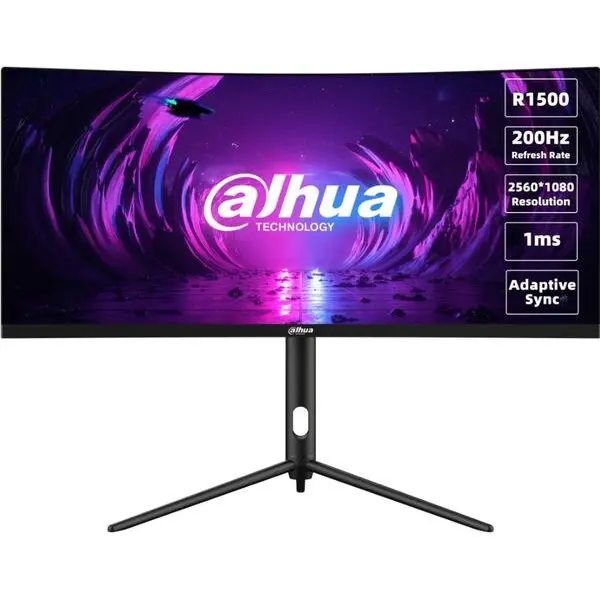 Dahua Monitor Gaming VA LED Dahua 30 DHI-LM30-E330CA, 2560 x 1080, HDMI, DisplayPort, Ecran curbat, 200 Hz, 1 ms, Negru