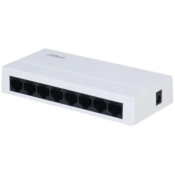 Dahua Switch Dahua Eco Series cu 8 porturi Gigabit 10/100/1000 Mbps, fara management, PFS3008-8GT-L-V2, Alb