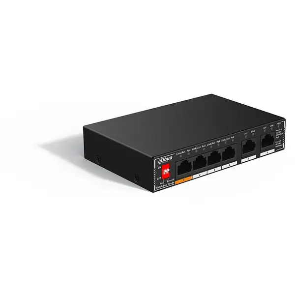 Dahua Switch PoE Dahua IT DH-SG1006Pn 6 porturi, neadministrat, Negru
