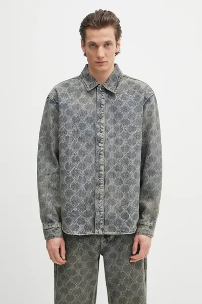 Daily Paper cămașă din bumbac Shield Laser Denim Shirt