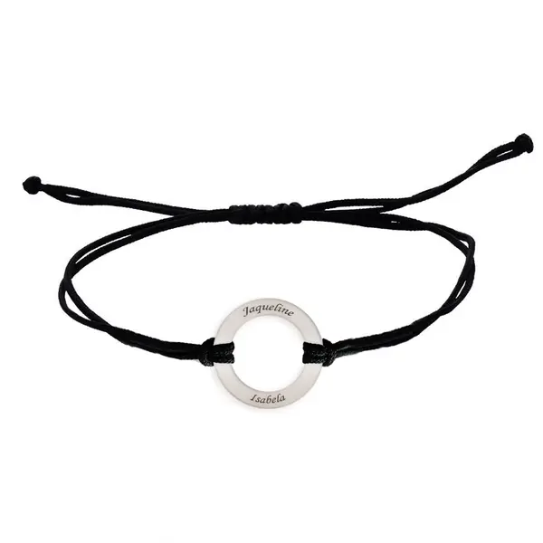 Daire - Bratara personalizata cu banut decupat si snur gros din argint 925