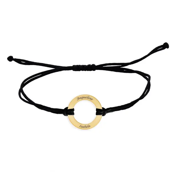 Daire - Bratara personalizata cu banut decupat si snur gros din argint 925 placat cu aur galben 24K