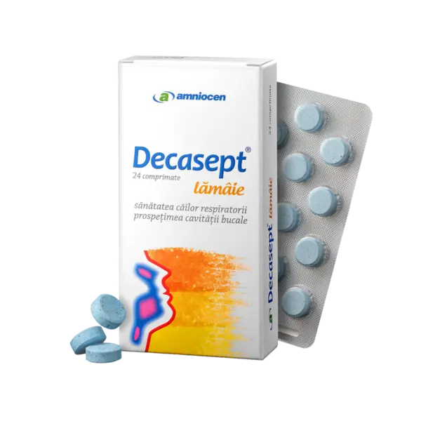 Decasept cu aroma de lamaie, 24 comprimate, Amniocen