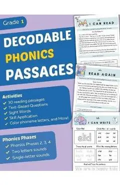 Decodable Phonics Passages Grade 1: Improve Reading and Comprehension Skills for Kids, Decodable Texts and Dyslexia Activities With Phonics and Sounds - Jed Dolton