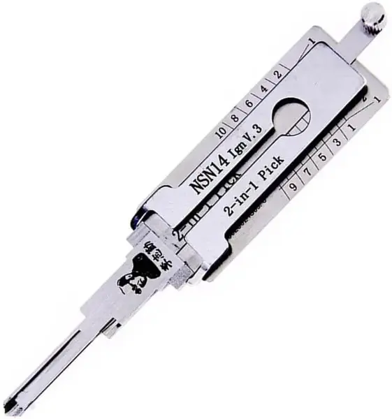 Decodor auto Lishi NSN14 pentru contact si unealta de deschidere 2 in 1, compatibil cu chei Nissan, Infiniti, Subaru si Renault, lama NSN14 #22