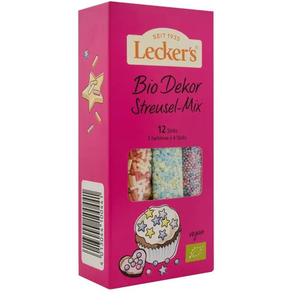 Decor Multicolor pentru Prajituri 3 Culori, Lecker's, Bio, 12 Bucati, 120 g