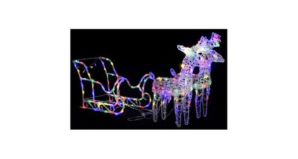 Decoratiune de Craciun reni si sanie 160 LED-uri 130 cm acril