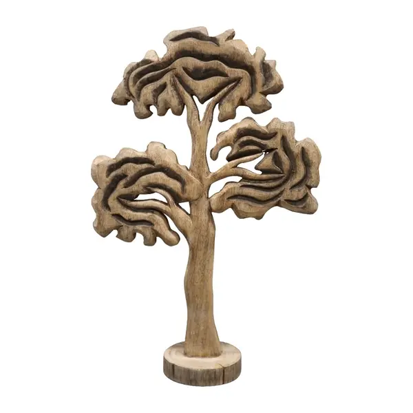 Decoratiune de masa Ethelia copac lemn de mango natural 45x11x43 cm