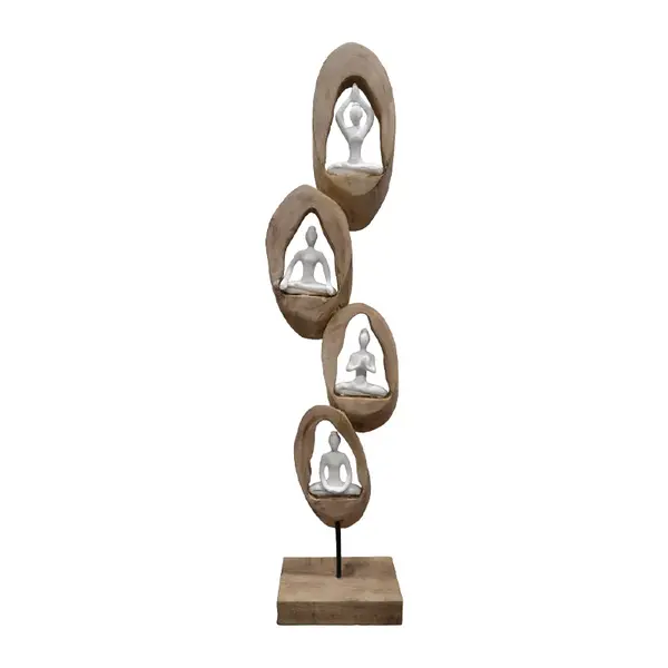 Decoratiune de masa Yove lemn de mango Natural-fier, 18x9x69 cm