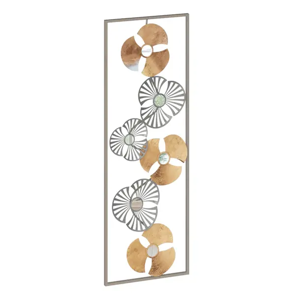 Decoratiune de perete Blomma metal auriu, antic, 31x90 cm