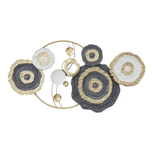 Decoratiune de perete din metal Cirsus, Auriu, 91x49 cm