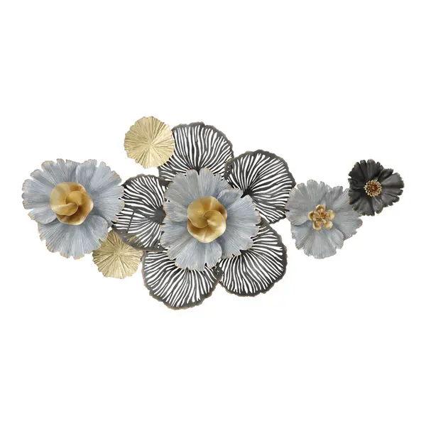 Decoratiune de perete din metal Jemiole, Auriu, 106x53x9 cm