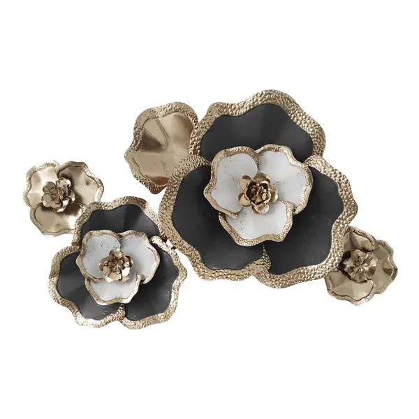 Decoratiune de perete din metal Rosalia, Auriu, 90x58x7 cm