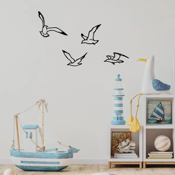 Decoratiune de perete Metal Birds Sorty - 443, Negru, 20x22 cm