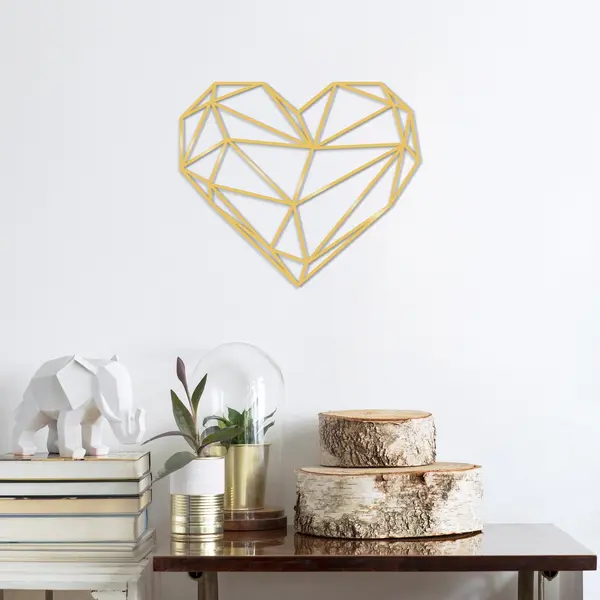 Decoratiune de perete Metal Heart Metal Decor - Gold, Aur, 40x47 cm