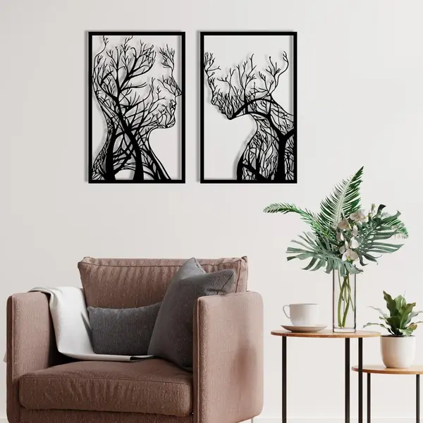 Decoratiune de perete Metal Lutuf, Negru, 64x86 cm