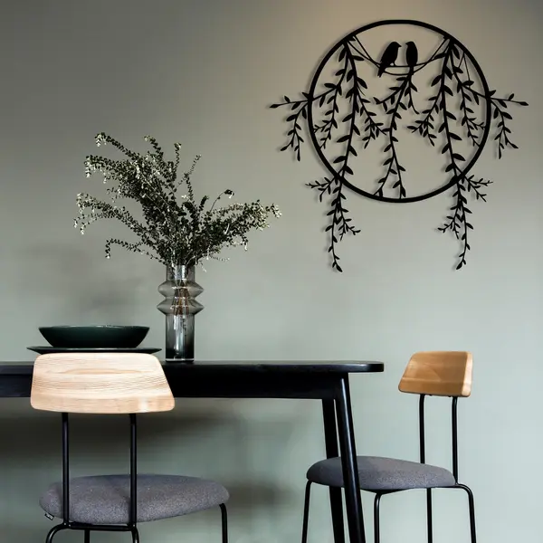 Decoratiune de perete Metal Sirayet, Negru, 44x45 cm