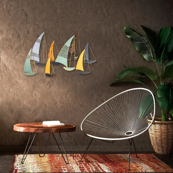 Decoratiune de perete Metal Soykan, Multicolor, 111x70x8 cm