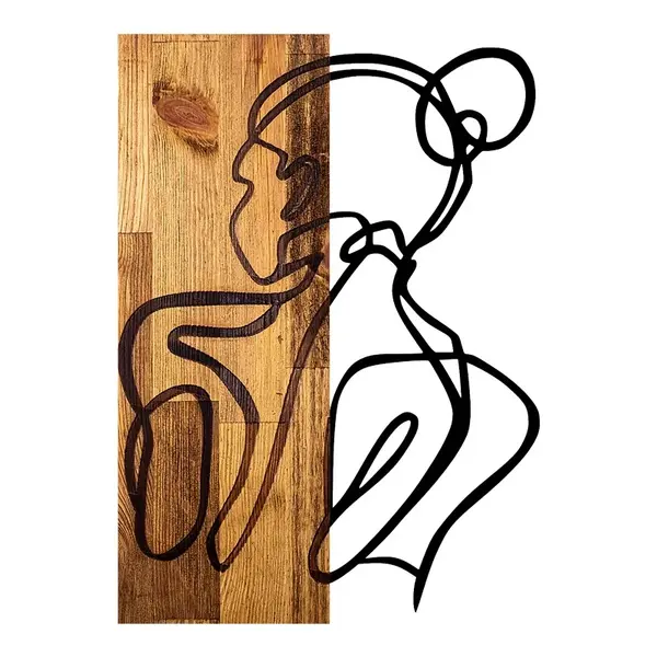Decoratiune de perete Womanel, Pako World, Lemn de pin, Natural, 35x3x50 cm
