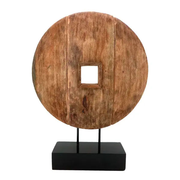 Decoratiune masa Cart lemn de mango Natural si fier, 40x9x54 cm