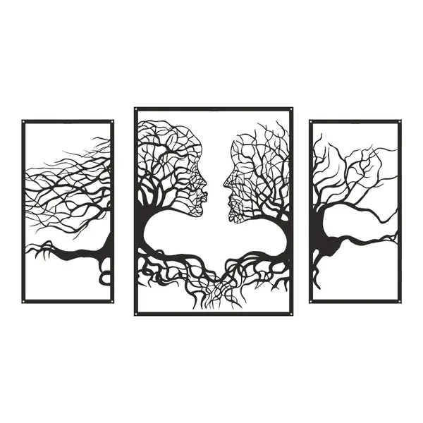 Decorațiune metal Wall deco Connecto set 3 piese negru metal, 38x50 cm